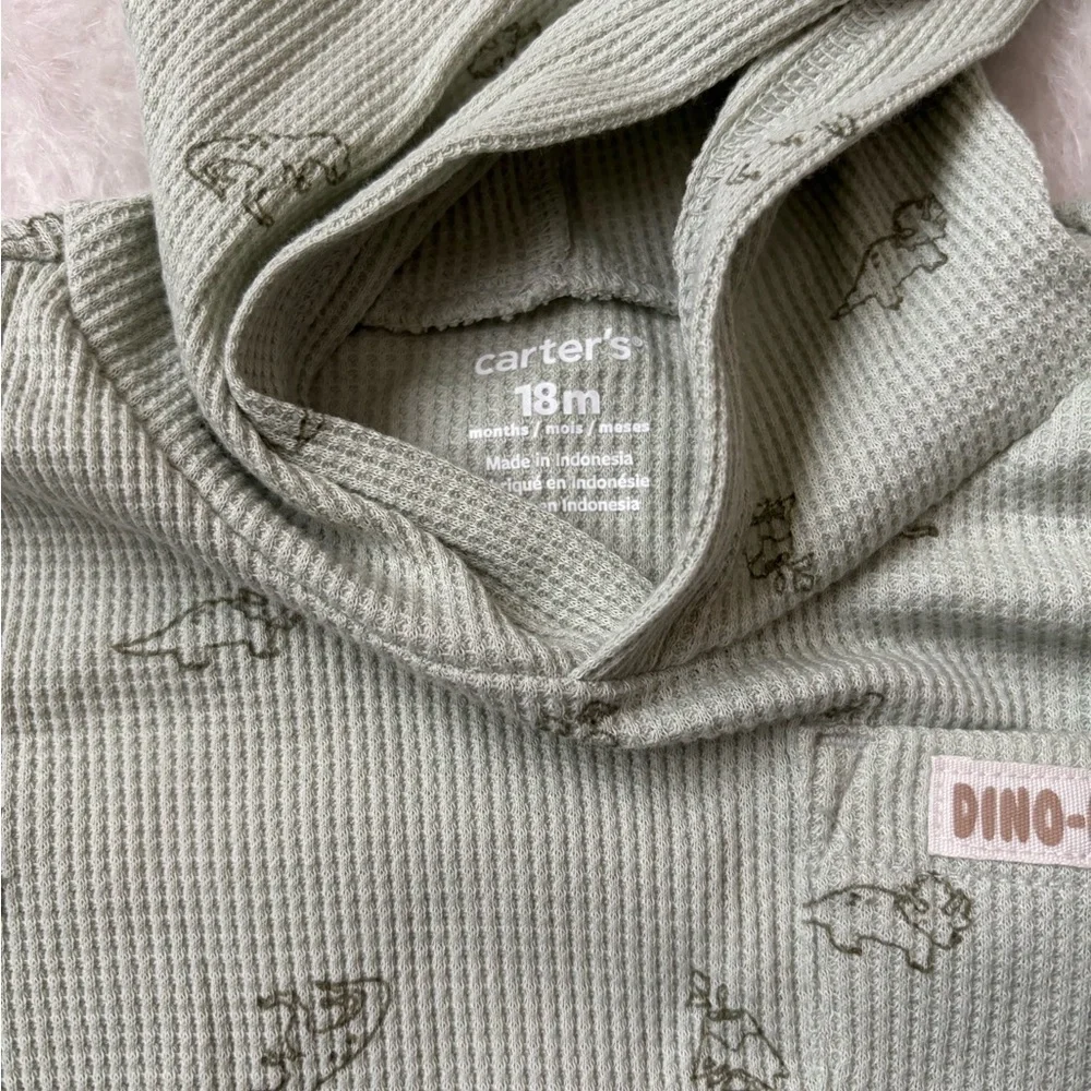 Carter's Dino Print Hooded Thermal Baby Outfit